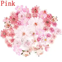 Pink Artificial Flowers Head For Wedding Home Room Decor DIY Fake Flowers For Decoration Birthday Party Craft Wreath Decoration