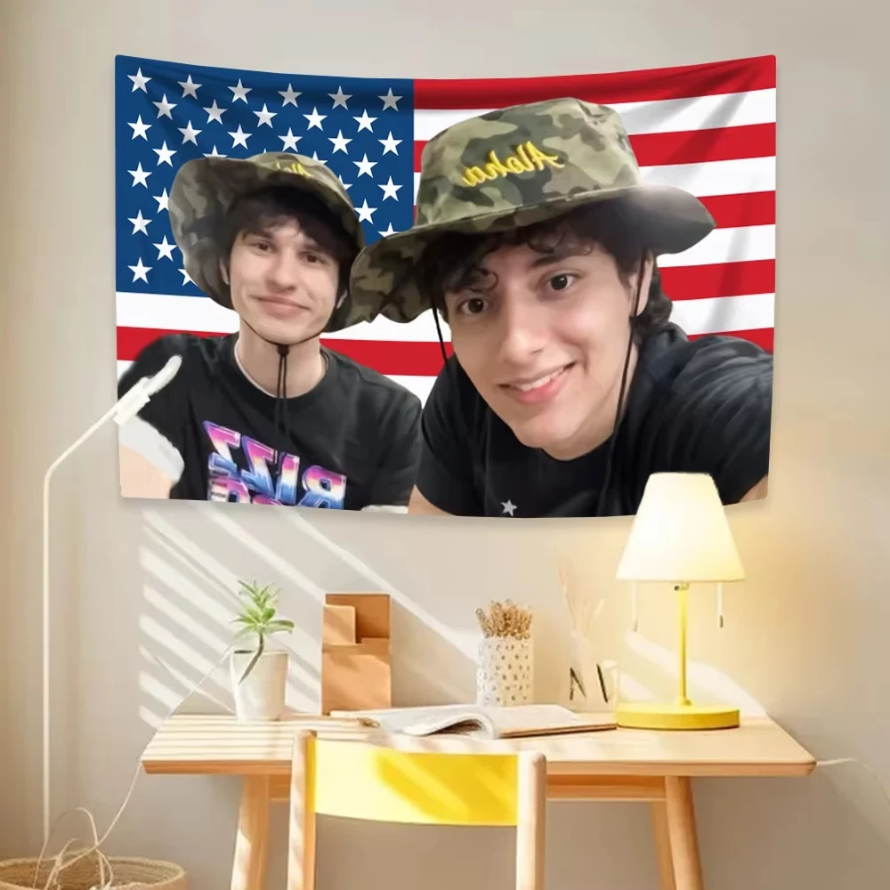 Tapiz de Martin y Hamzahs con bandera estadounidense, tapiz de pared bohemio hippie, decoración del hogar, dormitorio, arte de fondo