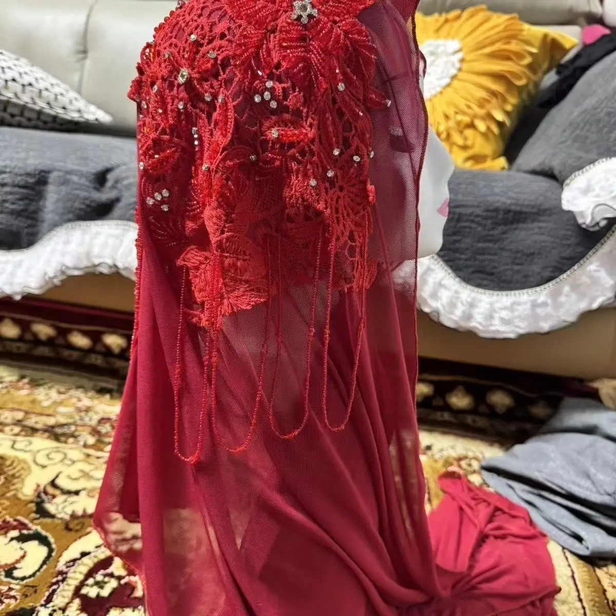 Abaya Hijab Muslim Women Shawl Lace Headscarf Luxury Tassels Scarf Malaysia Prayer Kufi Islam Saudi Arabia Turban Lace 05526 6