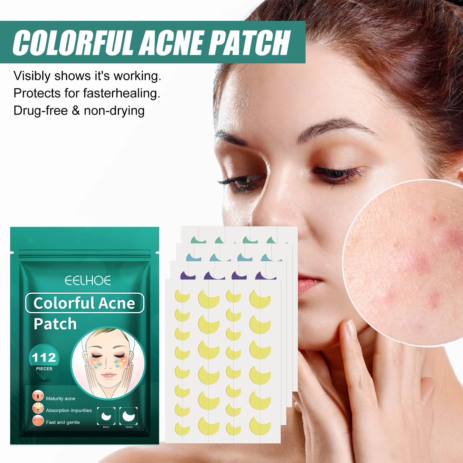 Colorido Acne Espinhas Reparação Patch, Desvanecimento Cobrindo Marcas, Acne Manchas, Spot Remoção Tampa, Reparação Adesivos, Nova Chegada