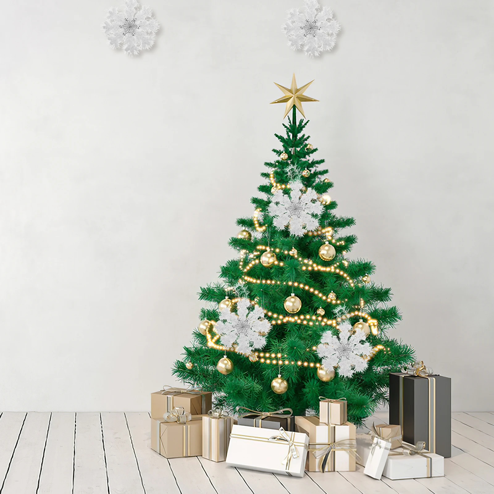 

8Pcs Snowflake Ornaments White 3D Snowflakes Holiday Tree Decorations Indoor Outdoor Christmas Winter Hanging Decor