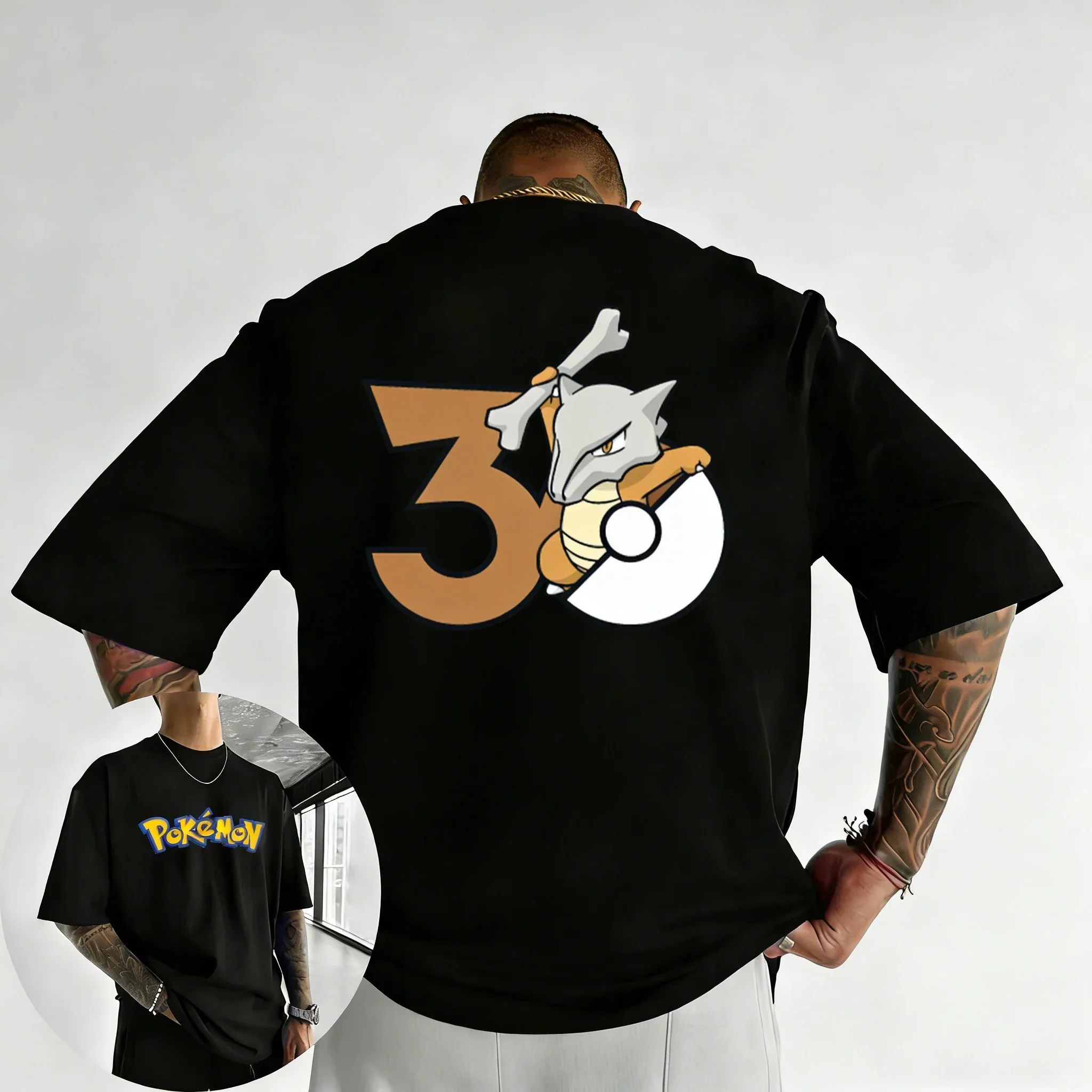 

2026 Pokémon 30th Anniversary Cubone Printed T-shirt Summer New Men's and Women's Loose Casual Hip Hop Trendy Short Sleeve Top