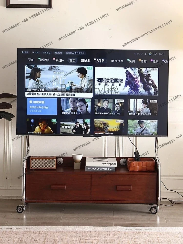 TV cabinet, small apartment solid wood bracket display  Mobile home designer antique storage in the hanger, living room