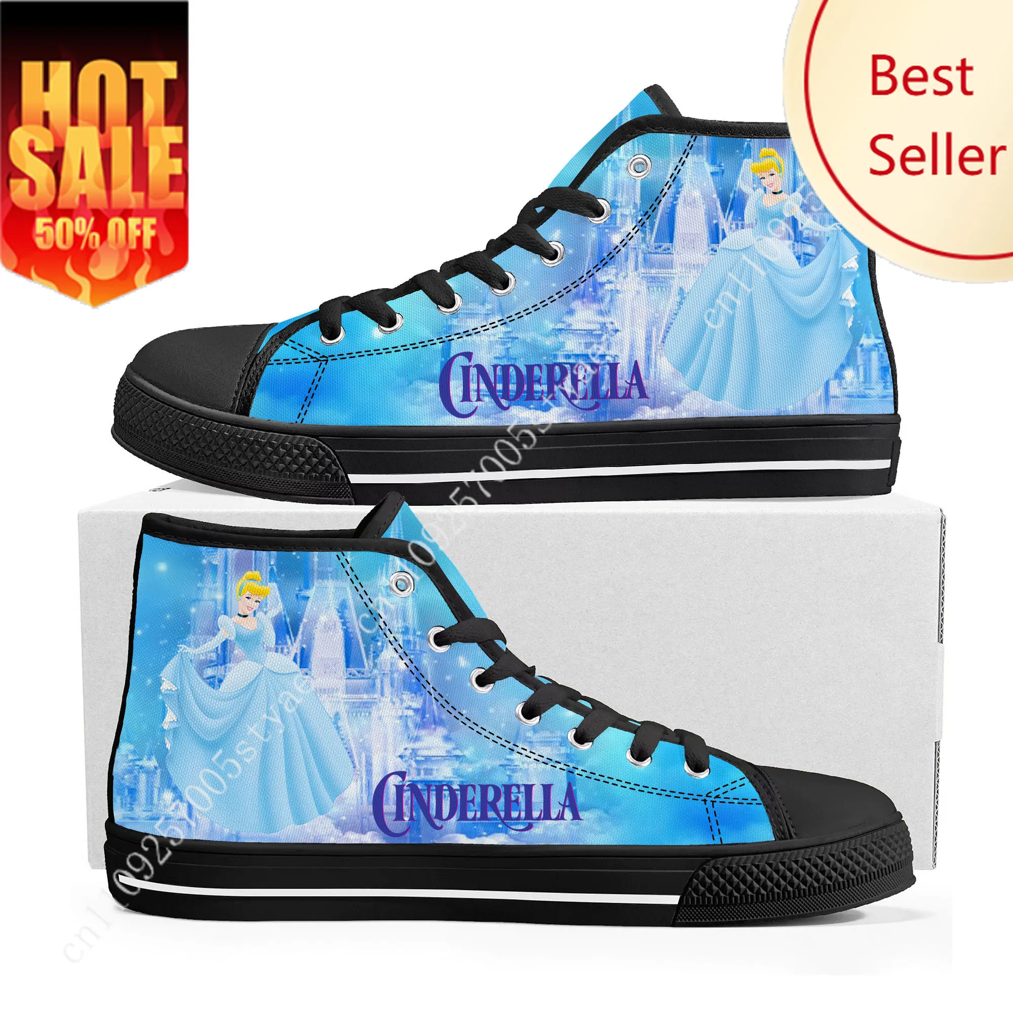 

Cinderella High Top Sneakers Disney Cartoon Movie DIY Decorate Shoes Design Your Party Holiday Gifts Custom Shoe