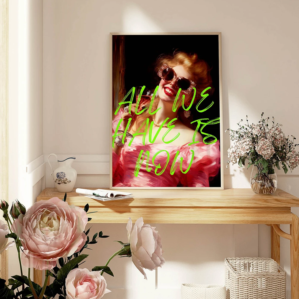 Inspirierende Zitat Kunst freche Chamapgne Poster rosa Wandbilder Bar Cart Wohnkultur adrette maximal is tische Vintage Leinwand Malerei