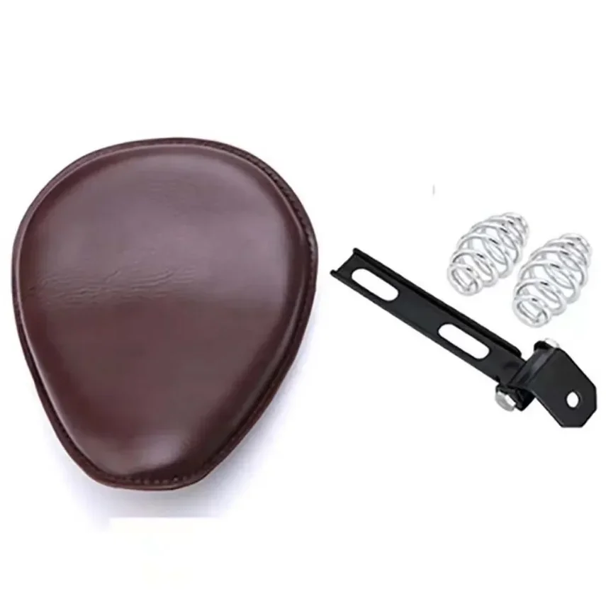 Motorcycle Leather Saddle Seat Retro Black Leather Solo Seat Fit for Harley Custom Chopper Bobber Honda Yamaha Kawasaki Suzuki image 4