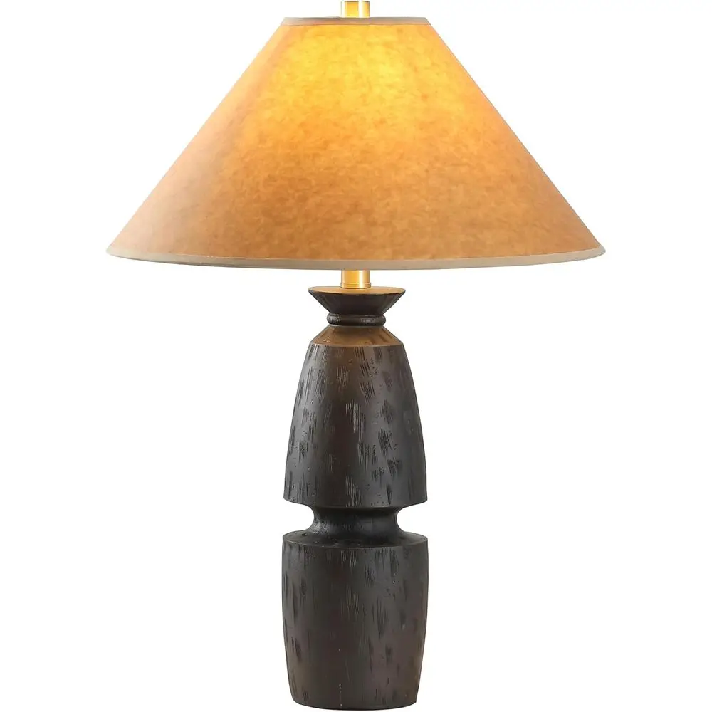 24-inch Black & Camel Brown Table Lamp with LED Bulb - Suitable for Bedroom, Living Room, Office, and Nightstand
