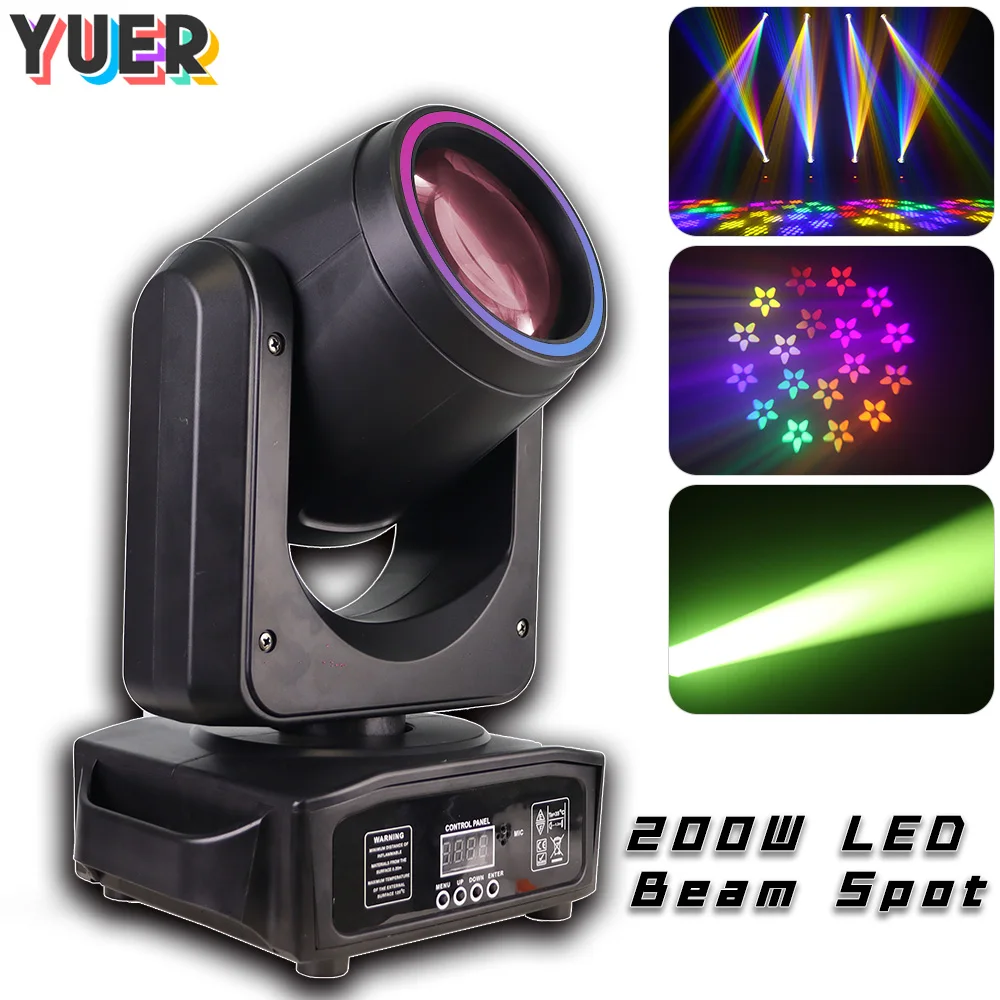

LED 200W Beam Gobo 18 Prisms Rotate Moving Head Lighting Strobe Rainbow Effect For Dj Disco Club DMX Control Party Christmas