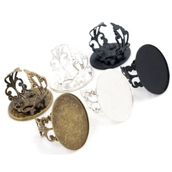 18x25mm 5pcs 3 Colors Plated Brass Oval Adjustable Ring Settings Blank/Base,Fit 18x25mm Glass Cabochons