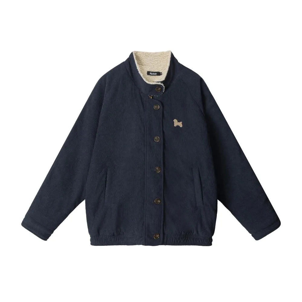 

Patchwork Fleece Embroidery Thick Loose Jackets Cotton Coats for Women Girls Acamedia Outerwear Spring Winter Clothes Streetwear