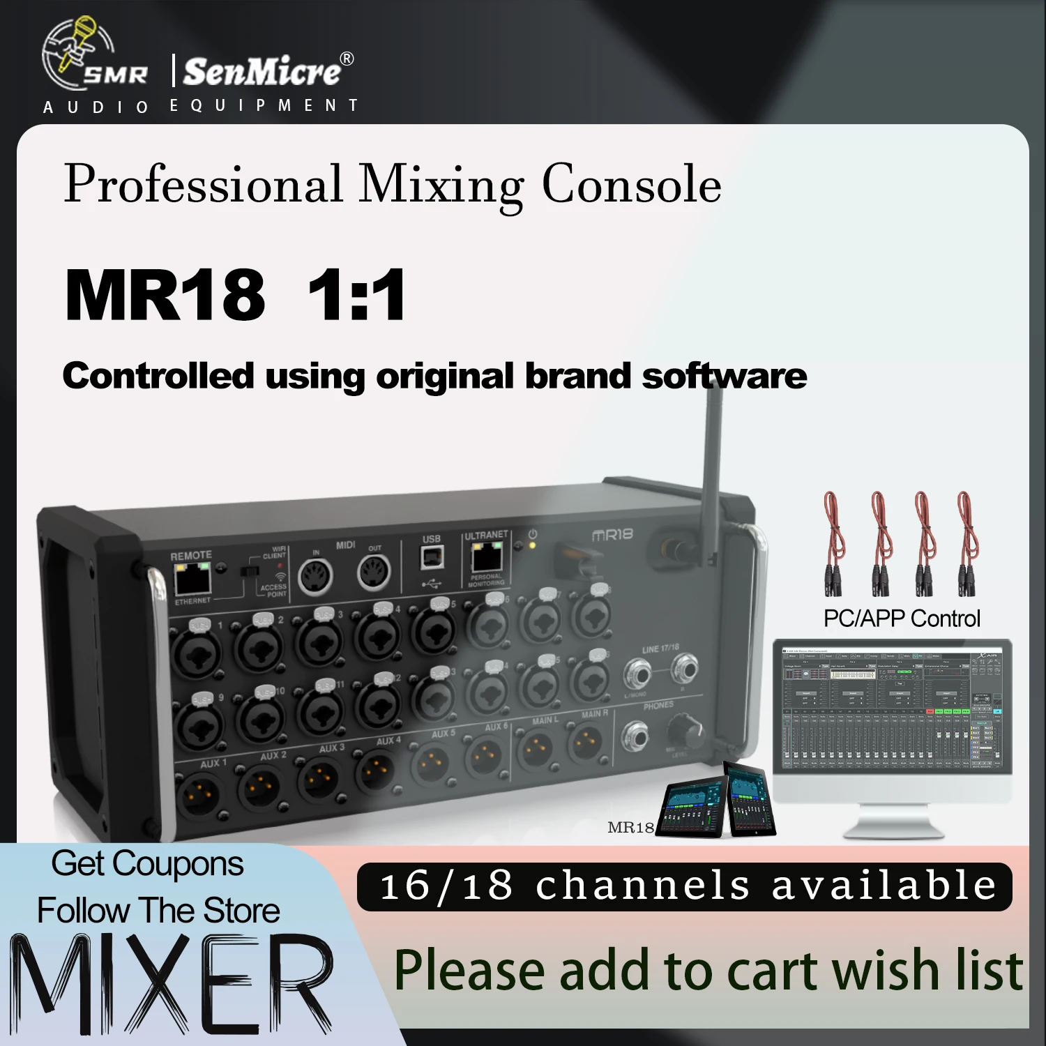 Air 1:1 MR18/XR18 Professional Digital mixer 18-channel DJ Console PC/APP Original Brand Software Control Multi-track Recording