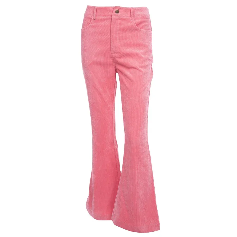 Sprign and Summer Women New Candy Colors Jeans Classic Modern Bell Bottom Corduroy Long Denim Trousers Casual Flare Pants