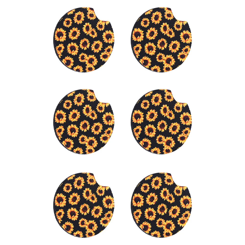 

Non slip Coaster for Car Cup Holder Stylish Sunflower Pattern Practical Pad Rubber Material Environmentally Friendly