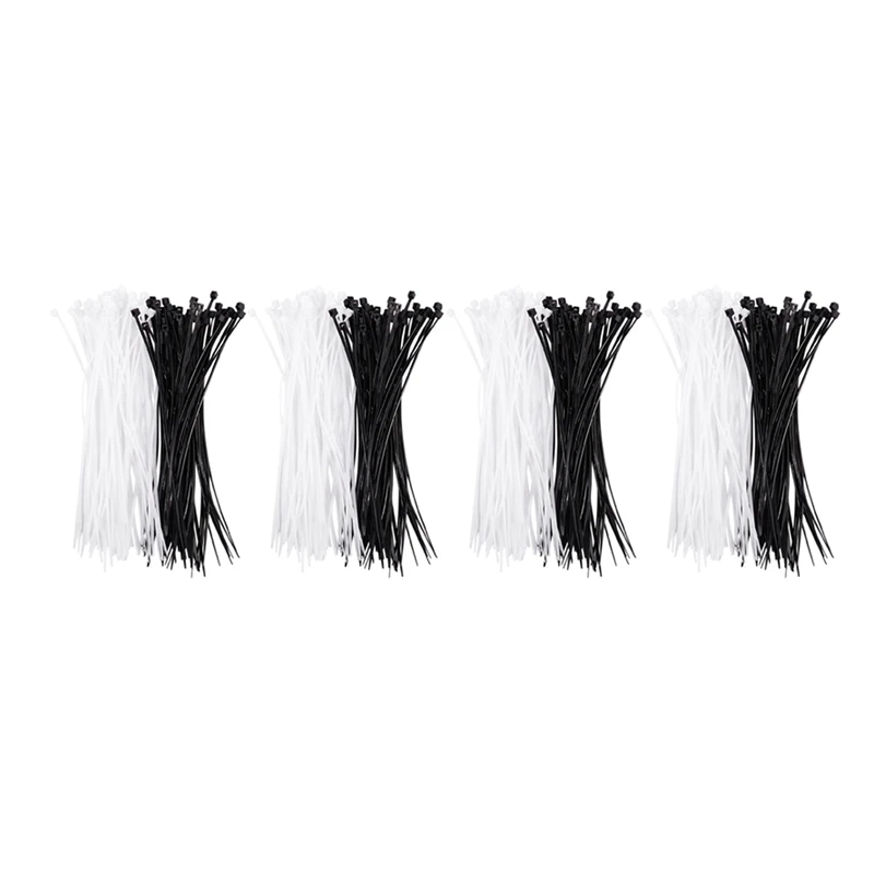 Promotion! 4Pcs 3Mm X 150Mm Auto Wire Push Cable Zip Tie Organizer White Black 100 Pcs