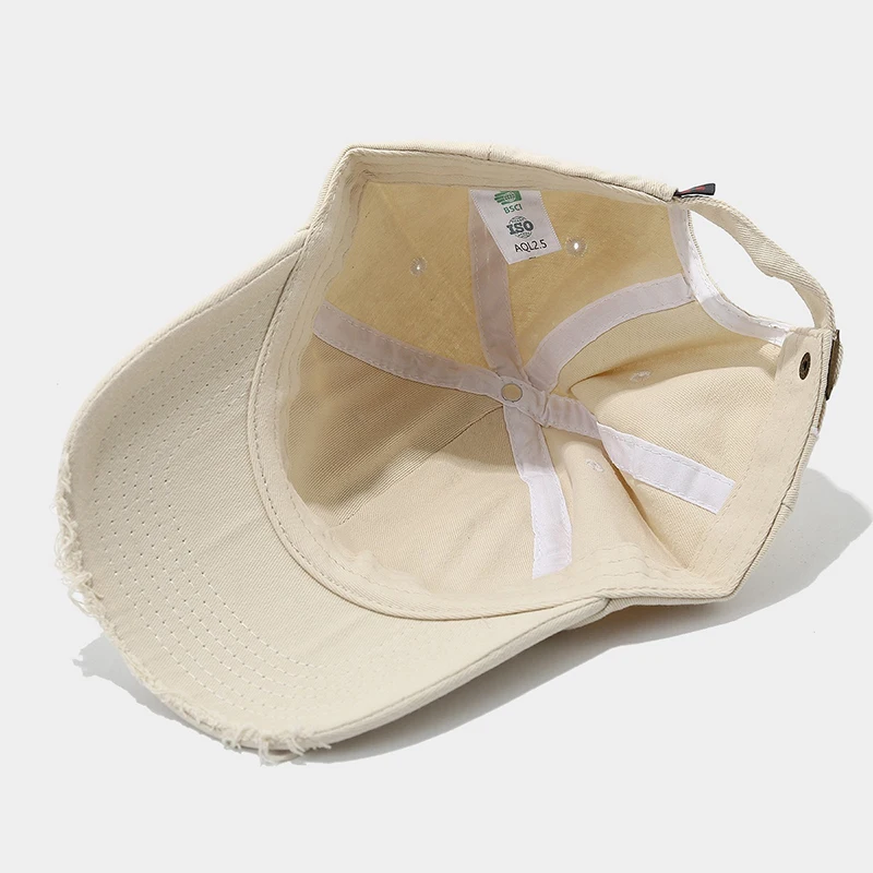 Customizable Logo Distressed Cotton Baseball Cap Unisex Vintage Washed Ripped Plain Sun Hat