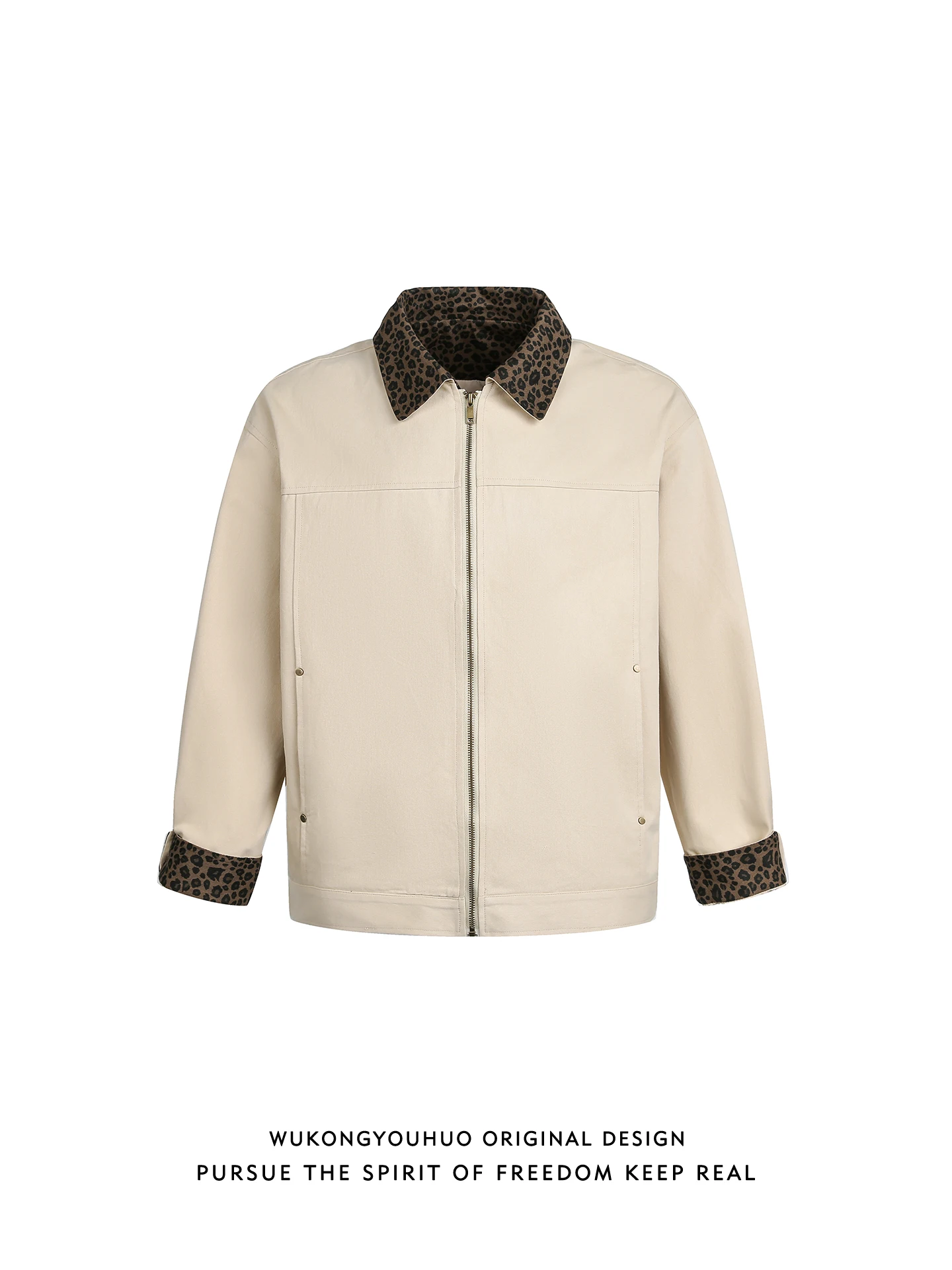 

American Retro Leopard Print Patchwork Collar Jaet Loose Casual ex Spring Outerwear Youth ular Sle Cotton Long Sve