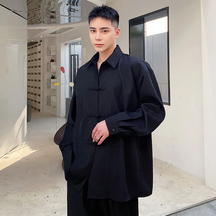 

k Sle Improved Long Sve Button Collar irt ex Loose Fit Personalized Design Classic Youth Faion All Seasons