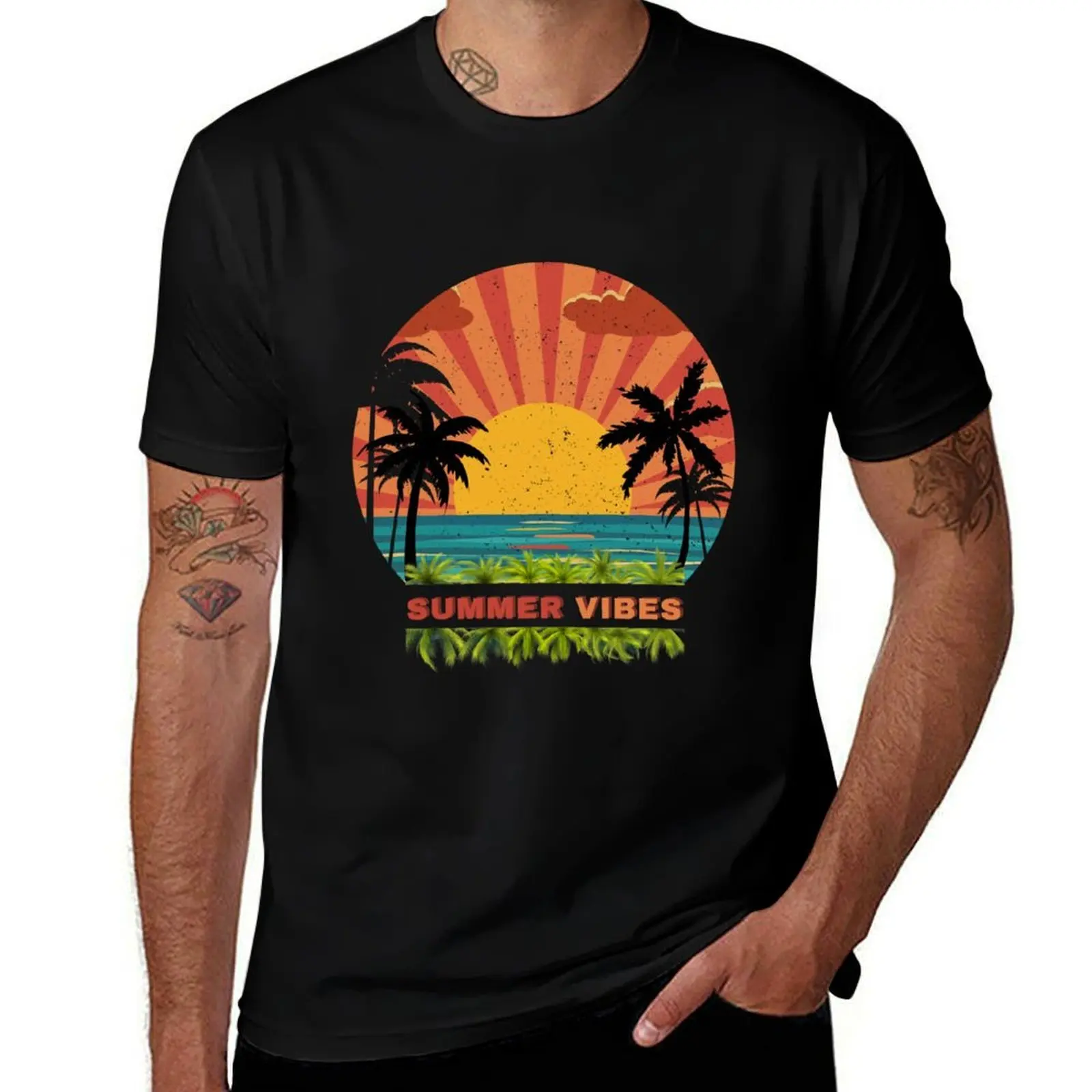 

Summer Vibes Palms Holiday Vacation T-Shirt heavyweights summer clothes funny costumes Funny t-shirt tshirts for men
