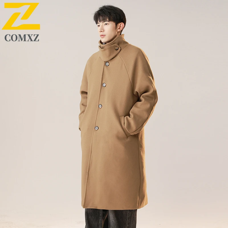 

COMXZ Light Luxury Men Woolen Coat Casual Notch Collar Commute Office Thickened Warm Coats Urban Style Autumn Winter New Garment