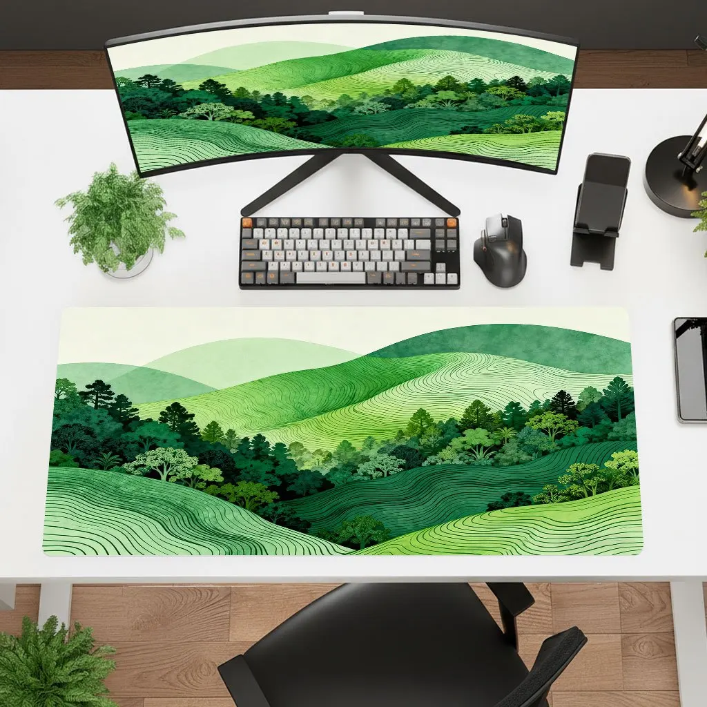 Brand Geometric Green Forest Mouse Pad Non-Slip Thick HD Print Gaming Office Laptop Desktop Art Dynamic Multifunctional