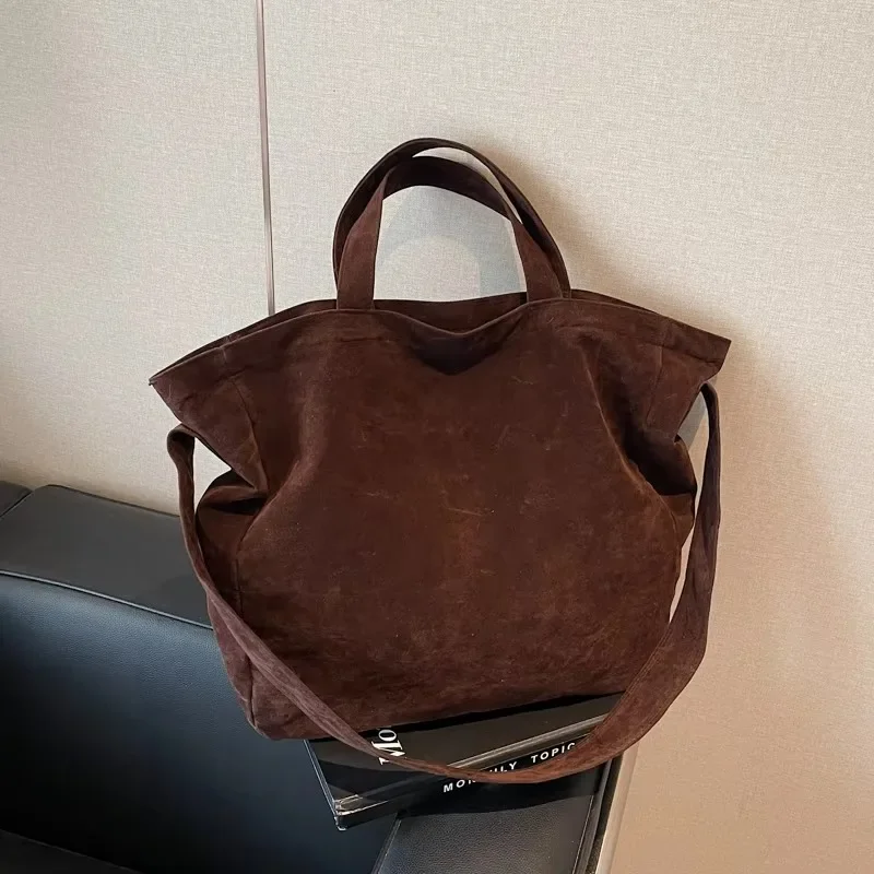 2025 New Fashion Large Capacity Tote Bag High Quality Women's Shoulder Bags Casual Suede Retro Concise Versatile Crossbody Bag