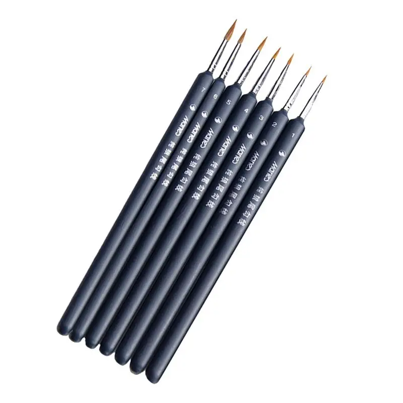 7Pcs Wolf Hair Tip Brushes Professional Detail Paint Brush Fine Detailing Painting Drawing Brushes Oil Painting Outline Pen