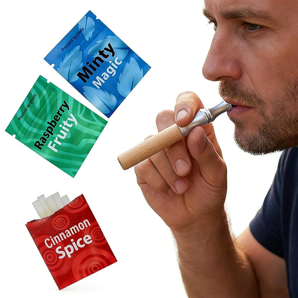 Upgraded Smokeless Oral Stick Natural Walnut Wood Fresh Fragrance Core Aromatherapy Assisted Breathing Soothing Relaxation Tool