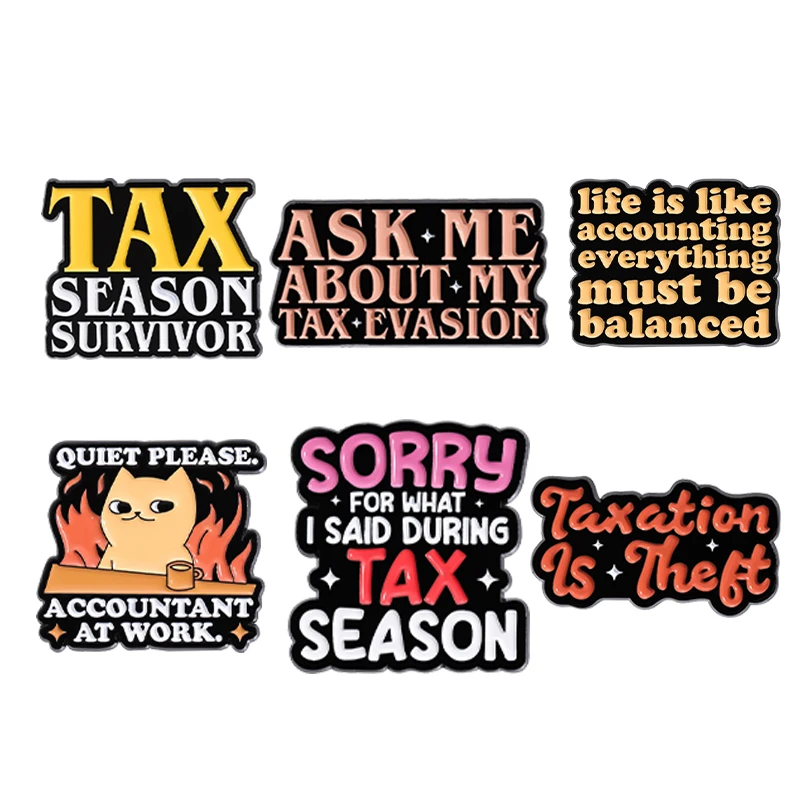 Tax Season Survivor Enamel Pin Financial Accounting Taxes Cartoon Lapel Badge Backpack Decorative Brooch Funny Jewelry Wholesale