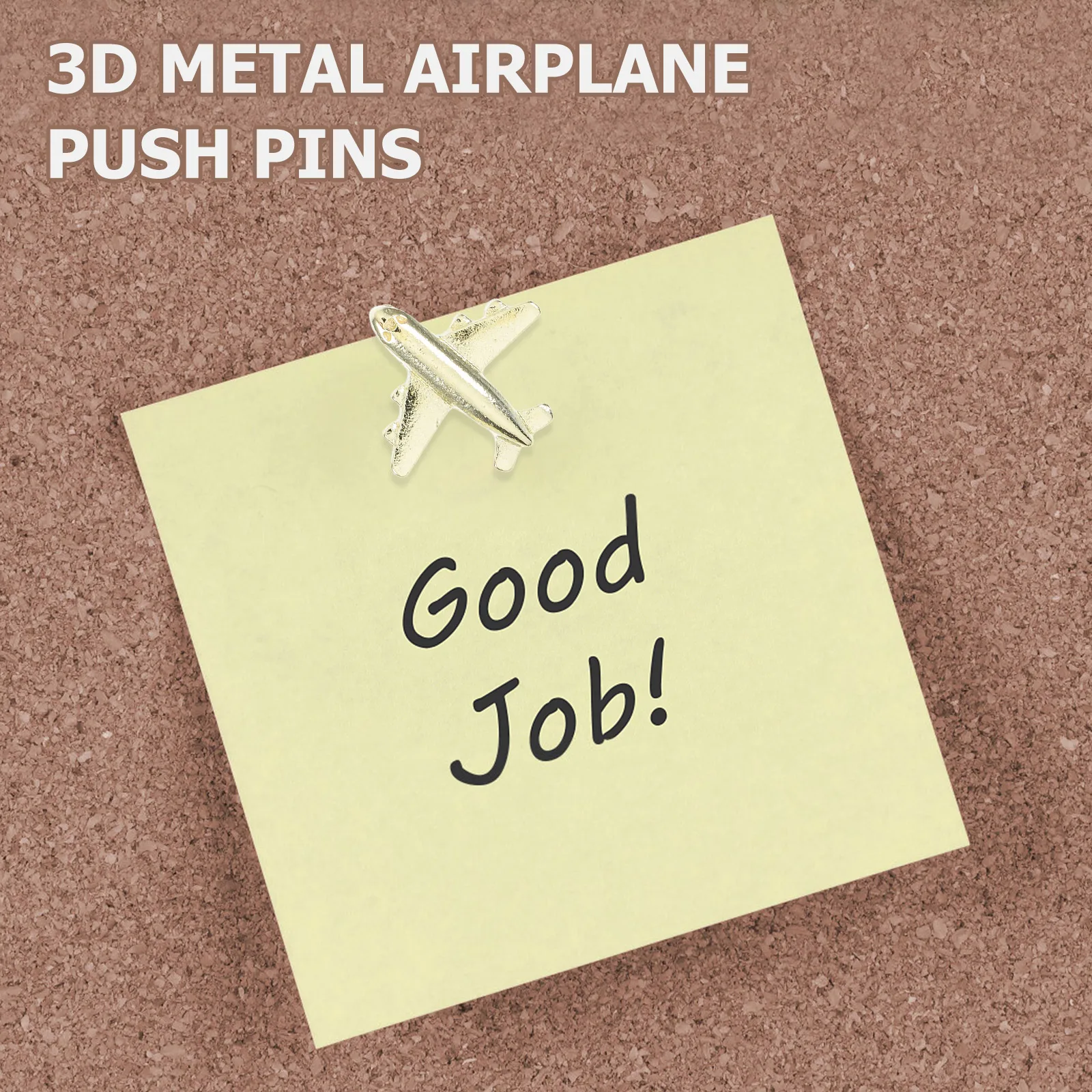 12Pcs Airplane Push Pins 3D Metal Gold Creative Thumbtacks for Cork Board Photo Wall Map Pins Decorative Office Home