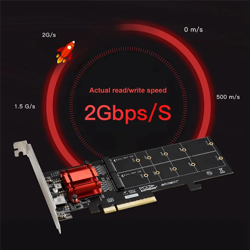 PCIE3.1 X8 to Dual M.2 Hard Disk Expansion Card ASM1812 Chip Supports NVME Protocol Full Speed Adapter Card