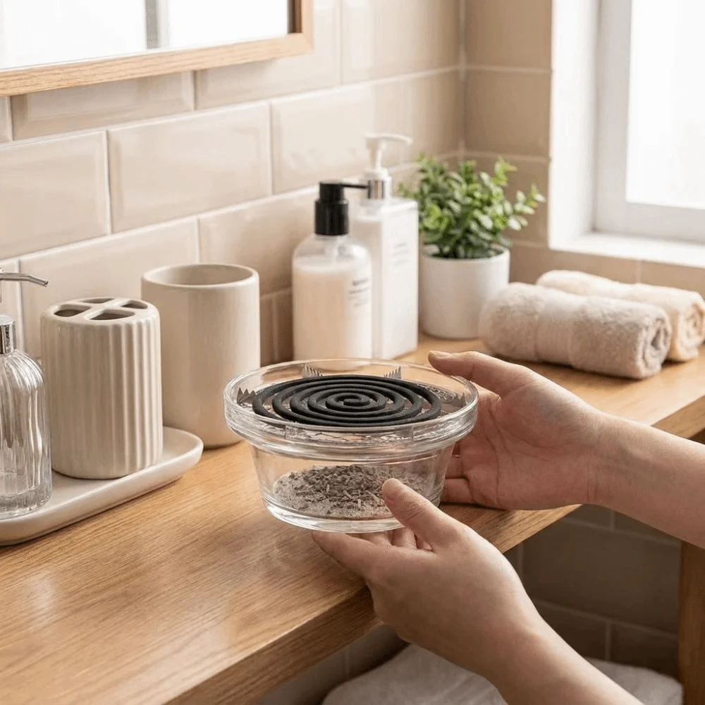 Transparent Glass Incense Burner Anti Dust with Filter Screen Mosquito Coils Tray Round Fragrance Censer Home Decor