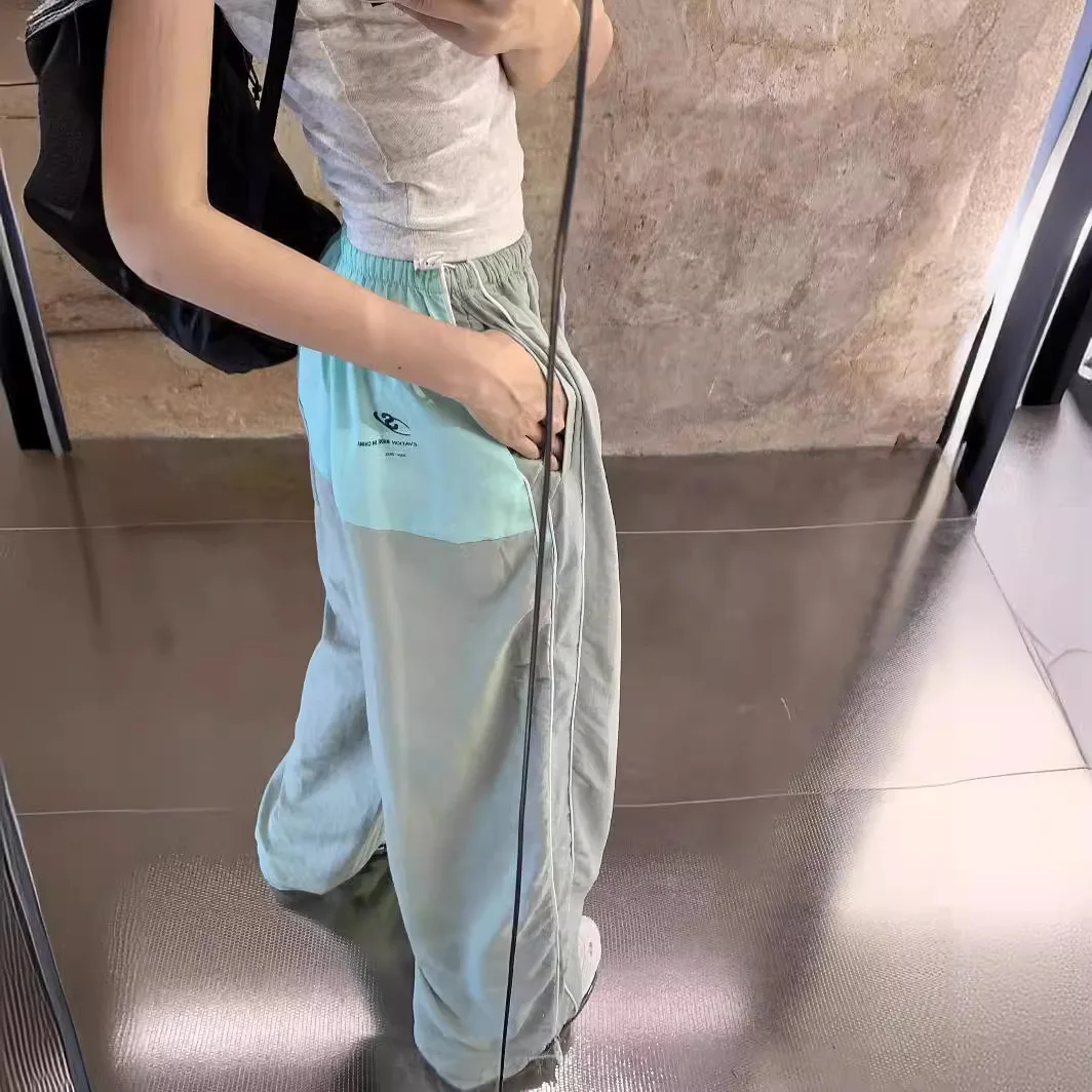 Wide Leg Quick Dry Pants Sports Pants Women's Design Sense High Waist Slimming Color Sports Casual Long Pants
