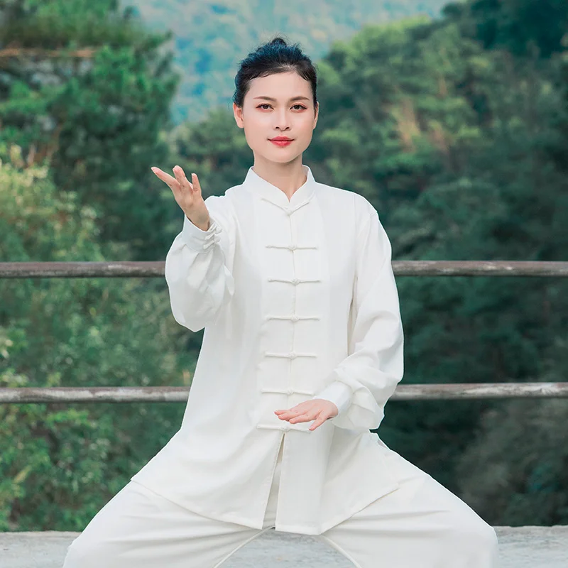 

Cotton and Linen Tai Chi Uniform Woman Kung Fu Suit Man Long Sleeve Wushu Martial Arts Clothing Morning Exercise Taiji Outfit