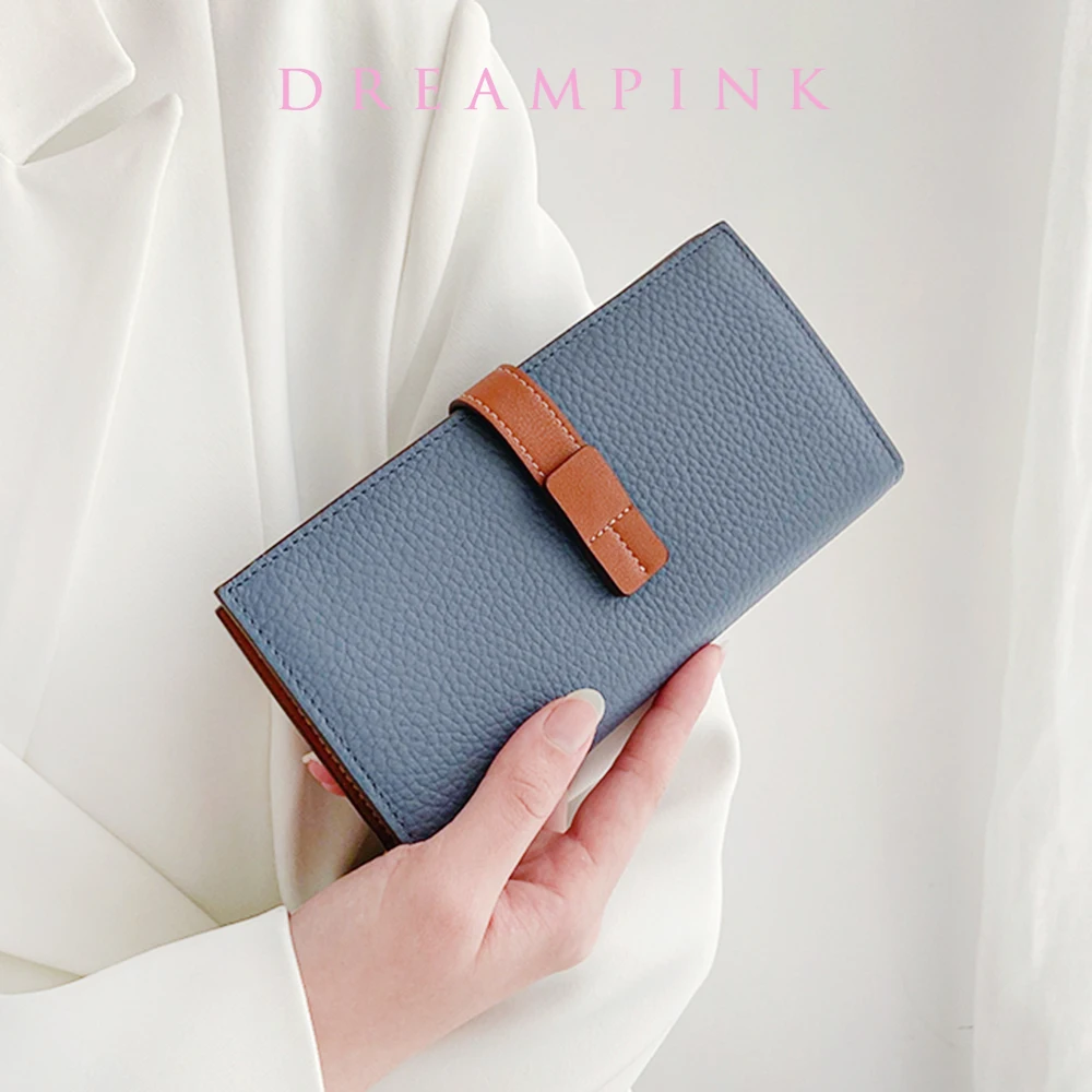 100% Leather Women's Purses Luxury High Quality Cowhide Long Female Wallet Clutch Bag New Belt Travel Phone Card Holder Wallet