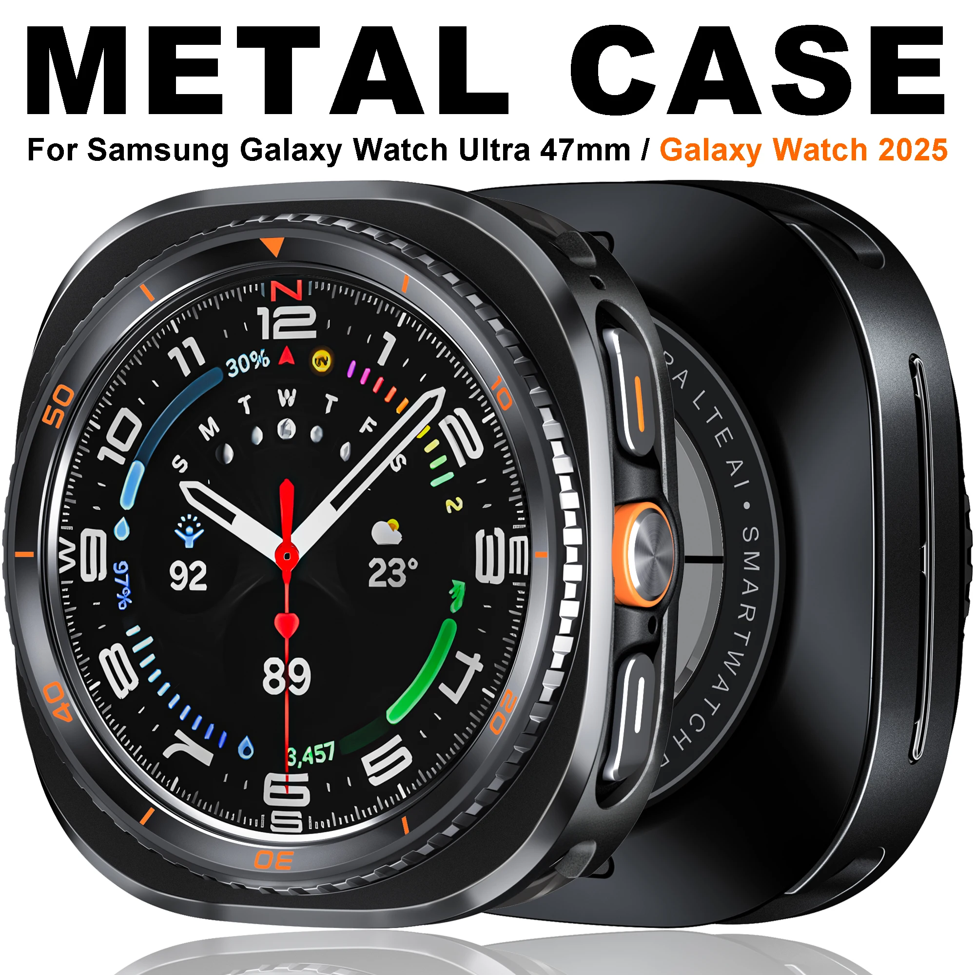 

Металлический защитный чехол для Samsung Galaxy Watch Ultra 2025 ПК и твердый чехол из сплава для Galaxy Watch 7 Ultra 47 мм, аксессуары-бампер