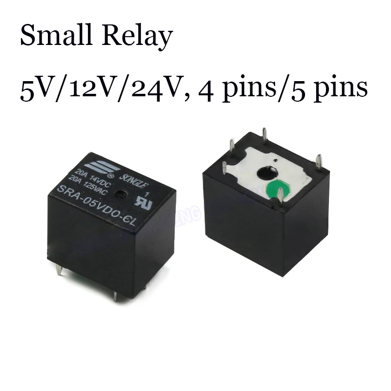 1 PCS Small Relay DC SRA- 05V 12V 24VDC-AL-CL 4 Feet 5 Feet T74 DC 20A