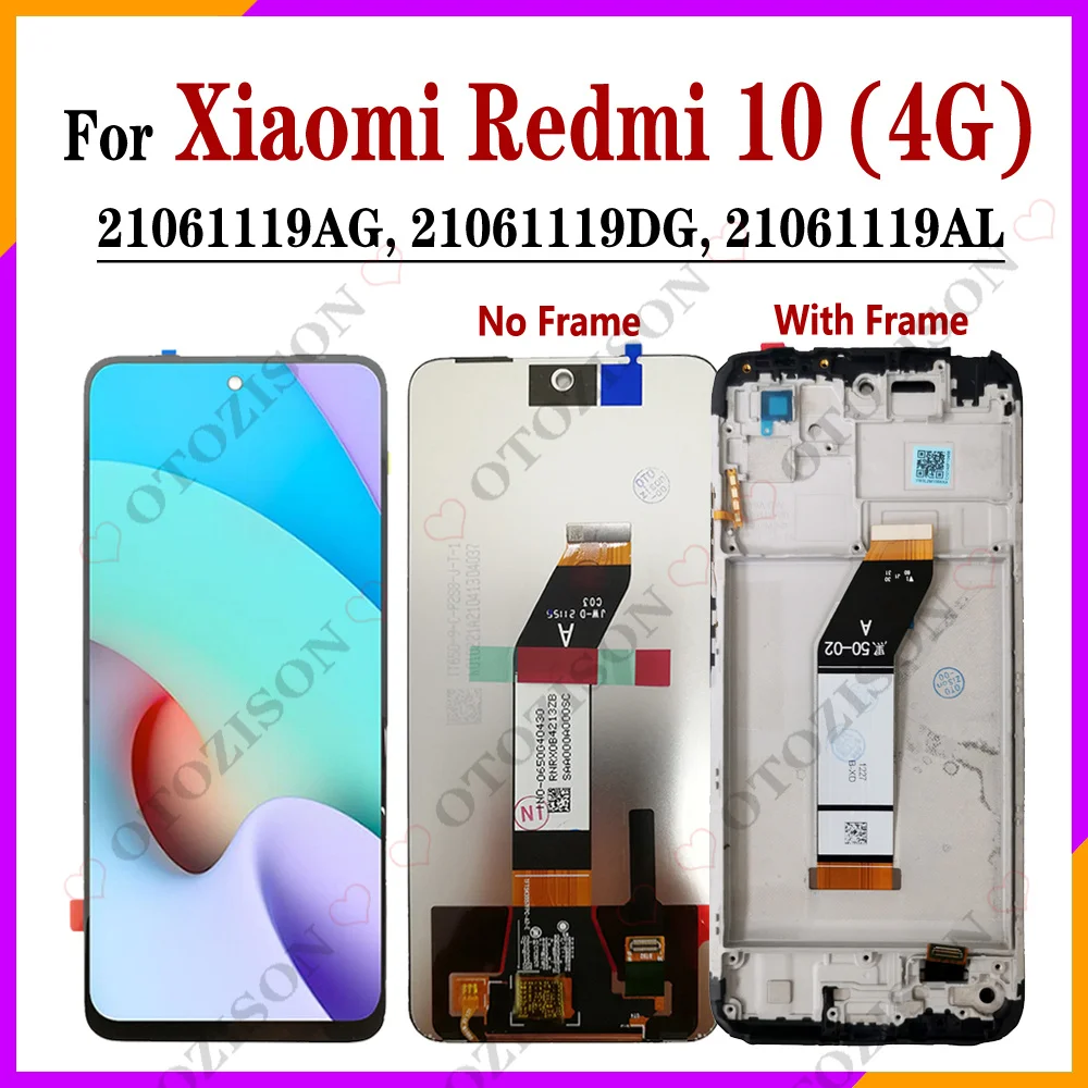 For Xiaomi Redmi 10 LCD With Frame 4G LCD Display Touch Screen 21061119AG 21061119DG 21061119AL Digitizer Assembly Replacement