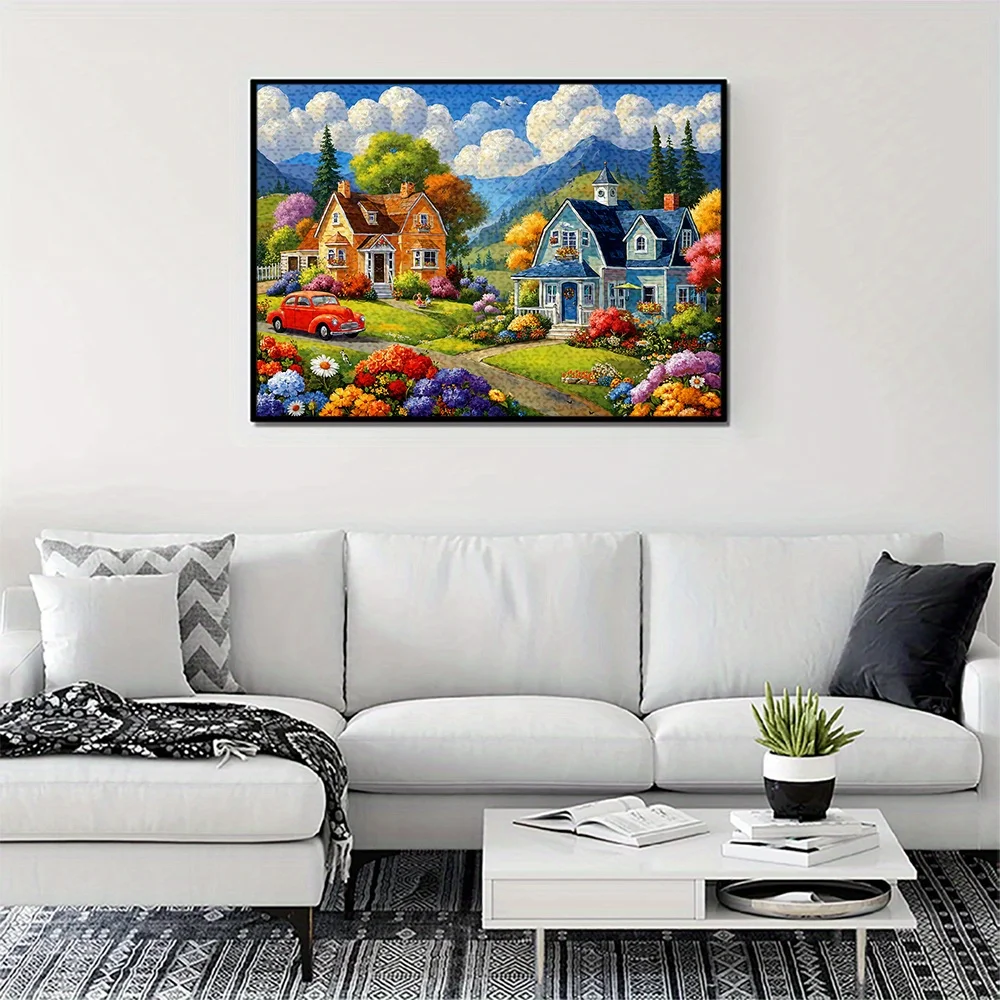 1000pcs Adult Puzzle - 500pcs Paper Puzzle - Large Size 27.56x19.69inch - Country Villa Garden Landscape - DIY Creative Game f