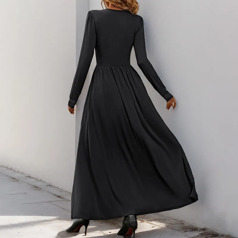 Prom Dress Women Party Long Lace V Neck Evening Dress Black Elegant Party Maxi Dress Lace Trim Side Slit Wrap Bodice Luxury 2026
