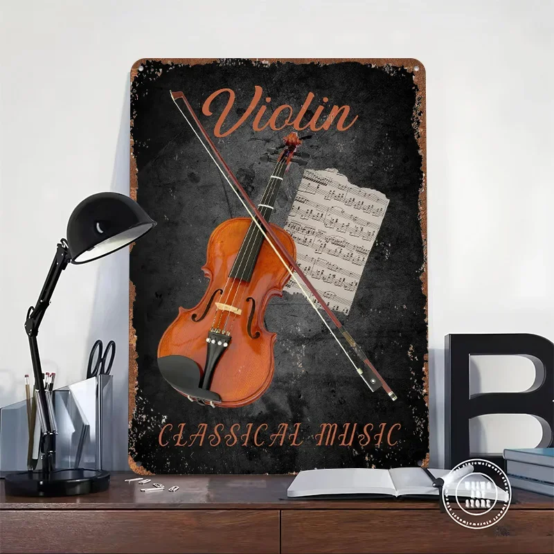 Violin Classical Music Metal Poster Customized Wall Art Retro Vintage Tinplate Signs for Room Decorations Luxury Home Decor Men