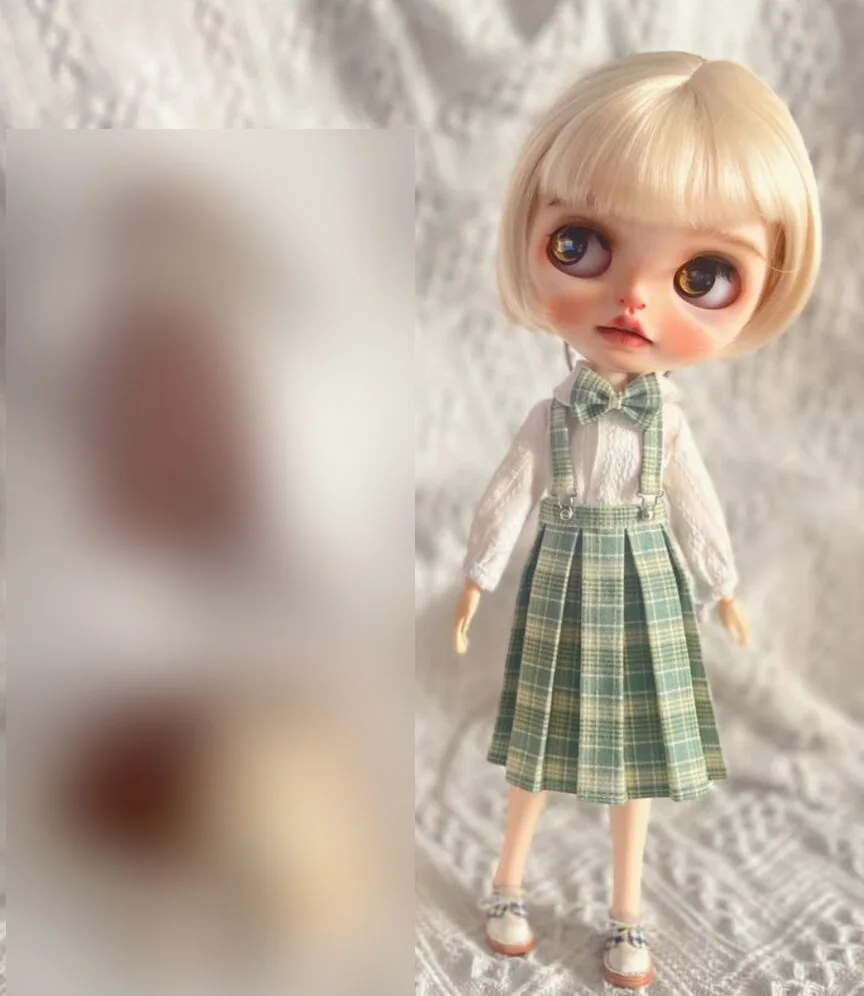 3PCS Classic style clothes blythe doll outfit Bowtie/top/strap skirt 1/6 30cm(Fit for Pullip,Ob22/24/26, Licca)