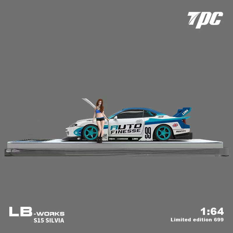 PreSale TPC 1:64 LBWK Silvia S15 LB Super Silhouette Openable Hood Blue Diecast Diorama Car Model Collection TimeMicro