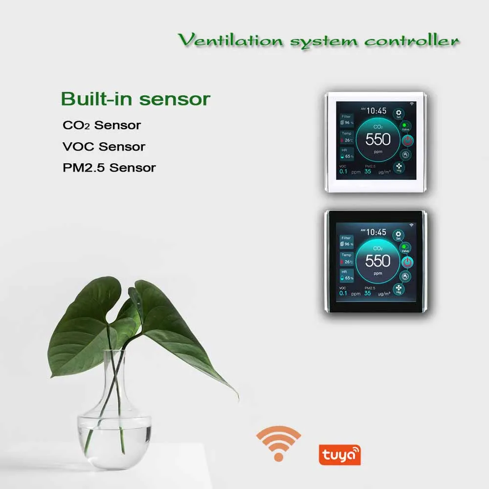 CO2 PM2.5 VOC multifunctional fresh air system controller controls fans to improve indoor air quality Air analyzer 95-240VAC