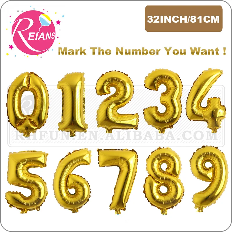 32 inch Gold number letter Balloon Inflatable Air Number letter Foil balloons Birthday baby shower Party Wedding Decoration Ball