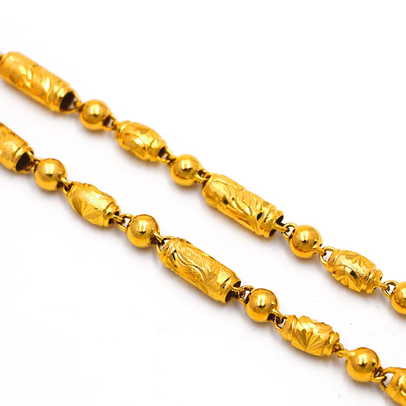 Luxury 24K 9999 Pure Gold real gold Men's Tuhao Phoenix Olive Bead Necklace