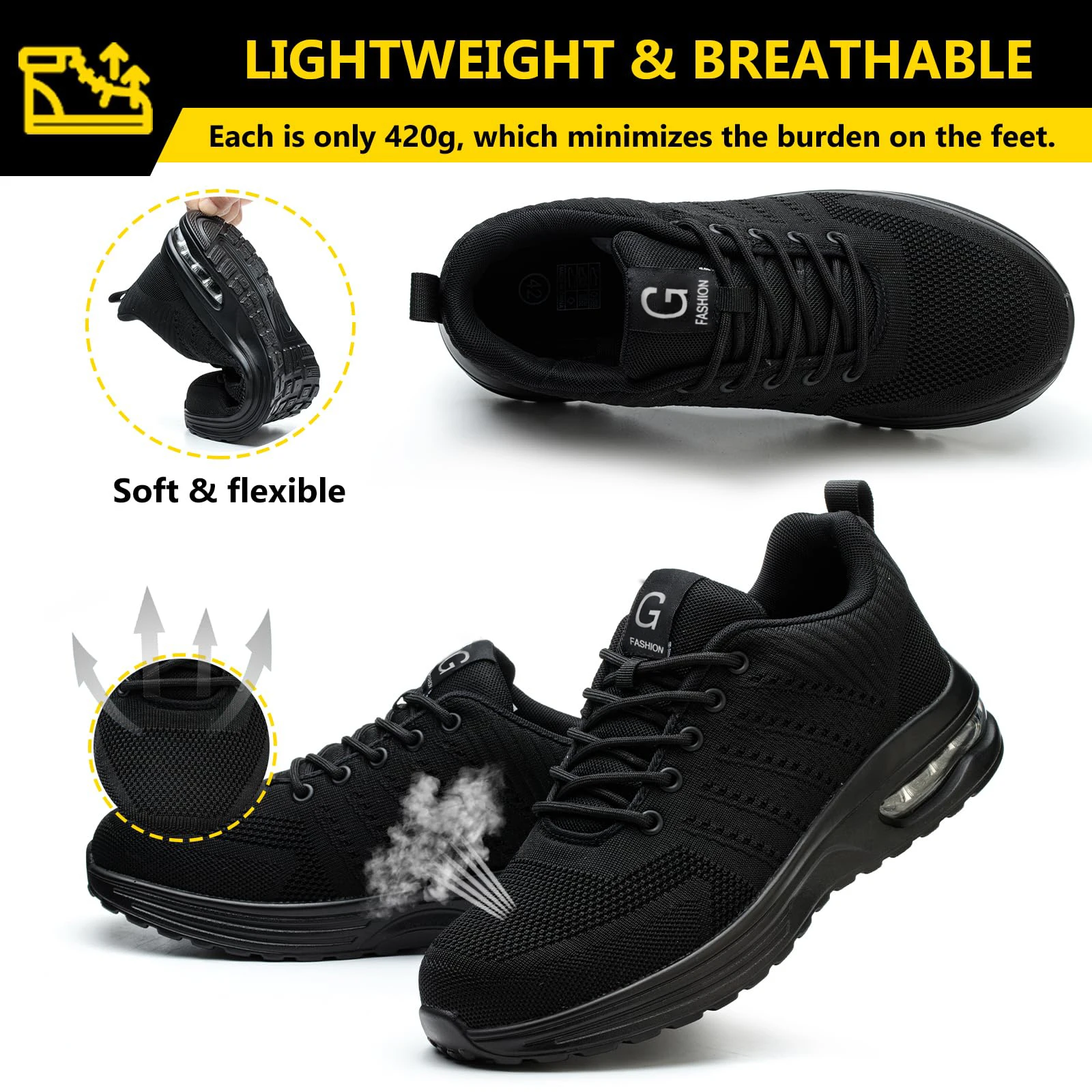 Fashion Safety Shoes Men Boots Steel Toe Anti Smash Shoes Men Anti-puncture Work Shoes Sneakers Male Indestructible Work Boots