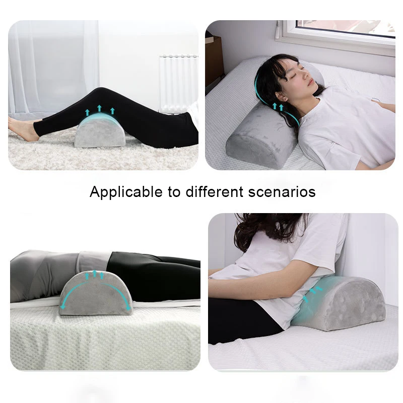 100% memory foam semi-cylindrical pillow, lumbar and cervical ergonomic pillow, slow rebound neck pillow for side sleeping