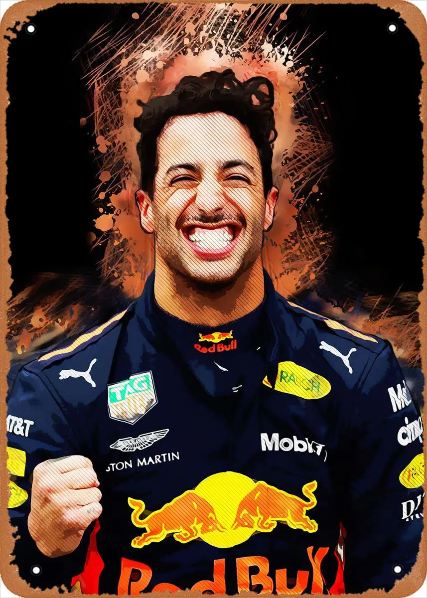 Daniel Ricciardo Metal Tin Sign 8 x 12 in Stylish Vintage Poster Man Cave Decorative