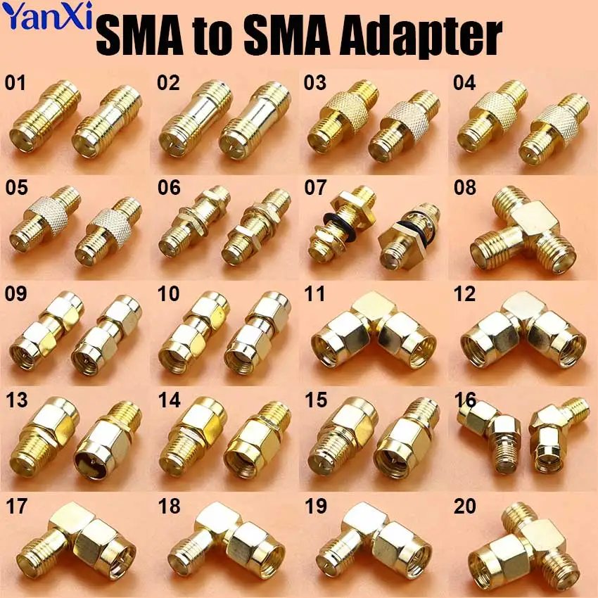 SMA to SMA Adapter SMA Male Female to Male Female RP SMA Straight 3 Way Right Angle 90 135 Degree RF Connector For GPS Antenna