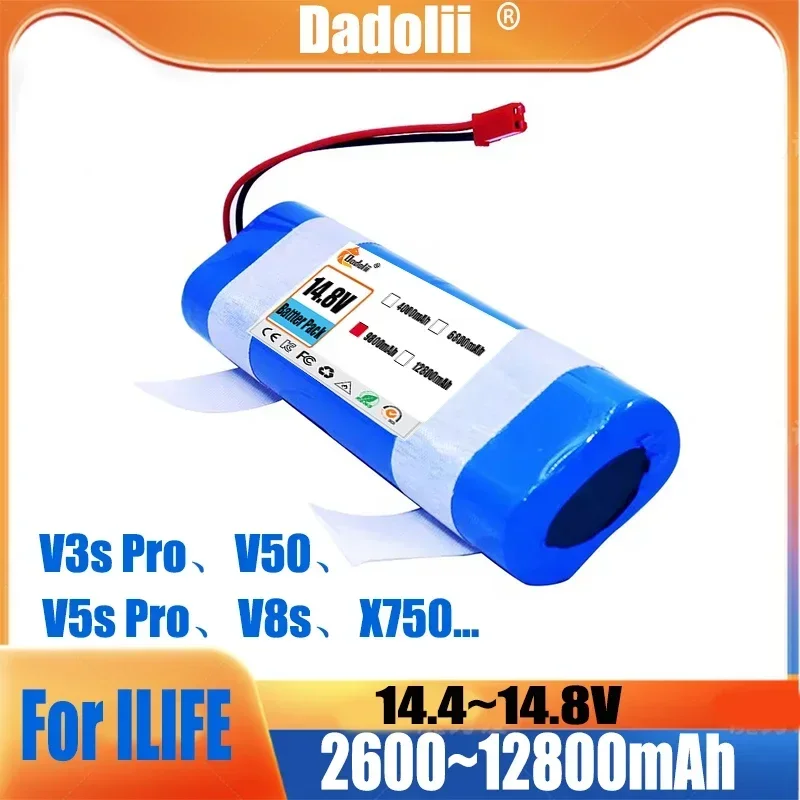 Original Li-lion Battery for ILIFE V3s Pro, V5s Pro, V8s, V8 Plus,V80,V80 Max,V80 Pro,V3s Max 18650 12800mAh 14.4V PX-B010